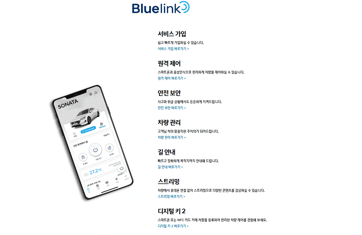 현대 블루링크 홈페이지 바로가기