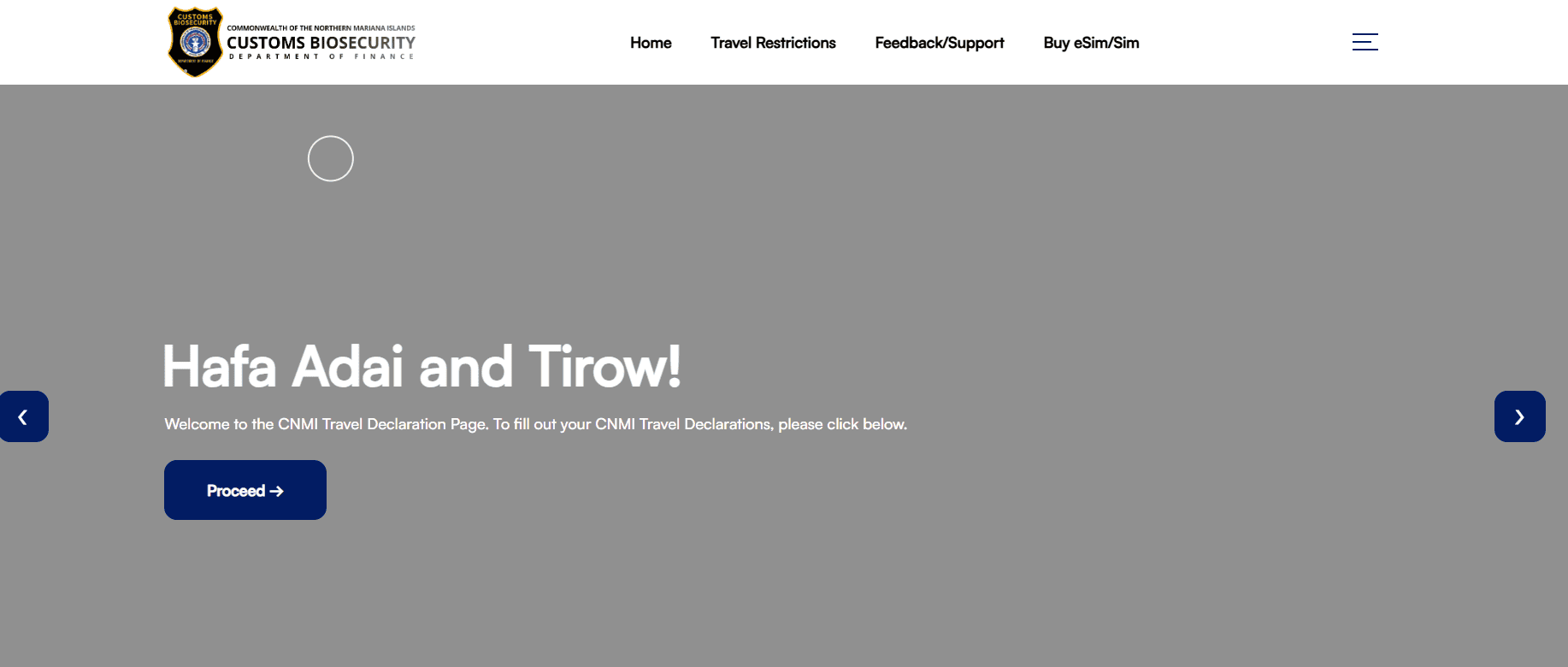 사이판 전자세관 신고서 홈페이지 (https://landing.travel.mp/)