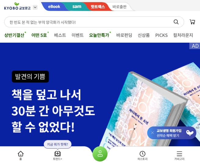 교보문고 인터넷서점 홈페이지 (https://www.kyobobook.co.kr/)